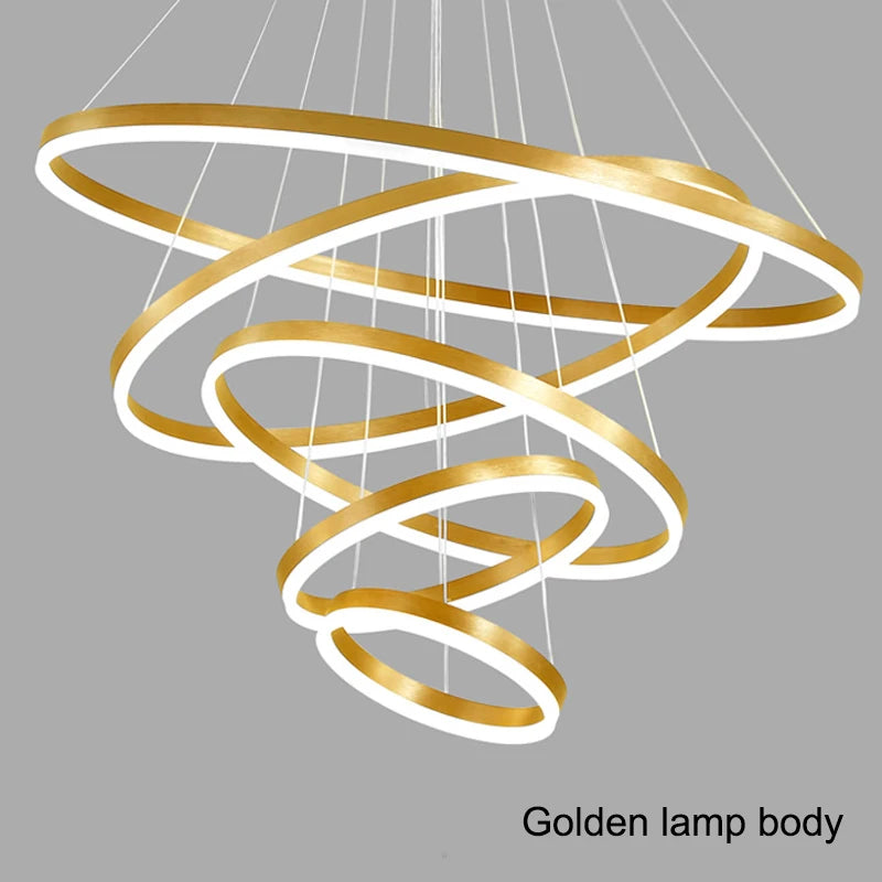Modern LED Ring Pendant Lights Golden Creative Aluminum Circle Pendant