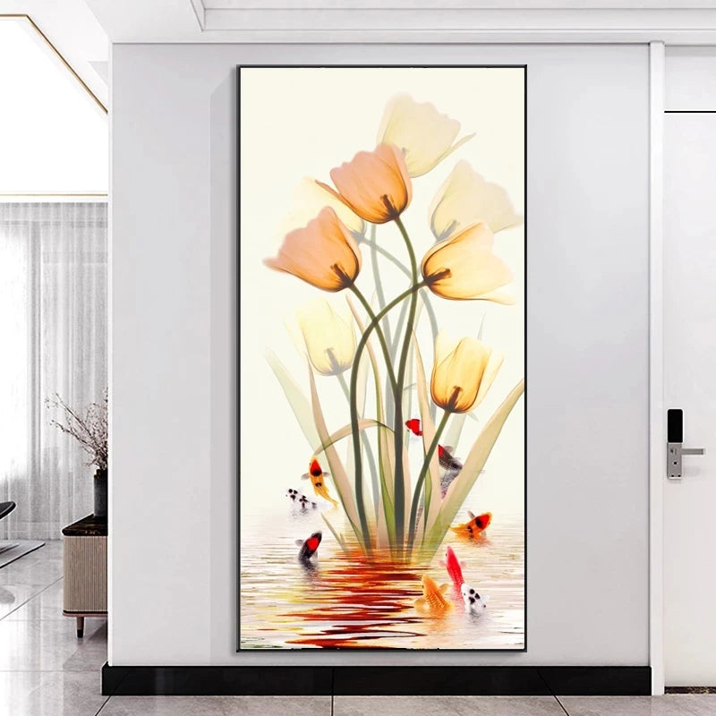 Butterfly Flower Canvas Paintings Wall Art Pictures for Living Room