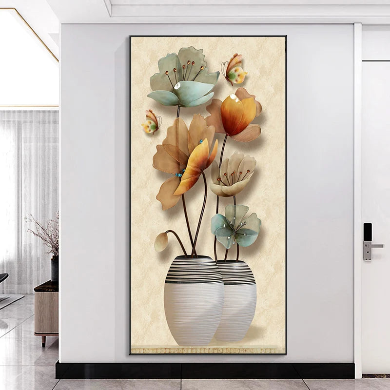 Butterfly Flower Canvas Paintings Wall Art Pictures for Living Room