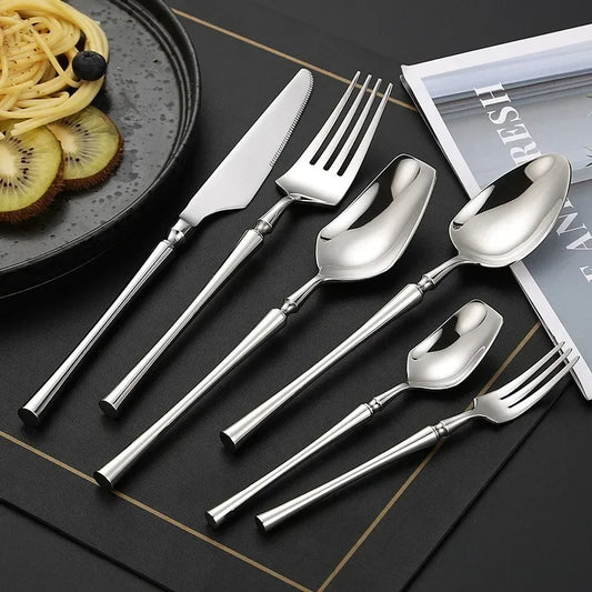 Western Portable Cutlery Set Travel Tableware 24pcs 304 Stainless Steel Dinner Set