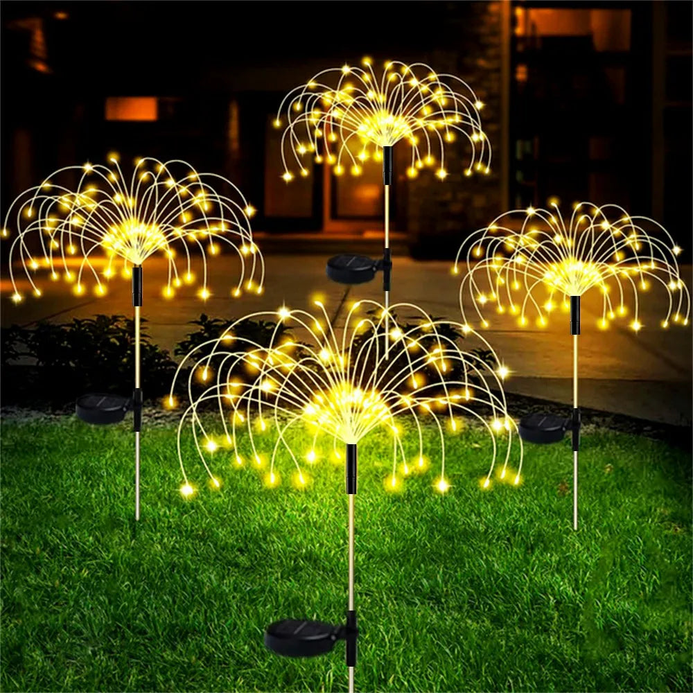 LED Solar Firework Fairy Lights Outdoor Waterproof Lawn Pathway Garden Lights