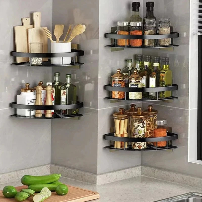 Kitchen Storage Organizer Shelves No Drill Corner Shelf