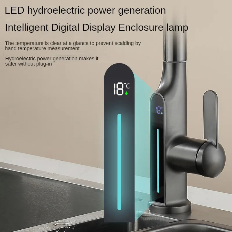 LED Temperature Display Faucet Kitchen Faucet Modern Style Sink Faucet for Kitchen